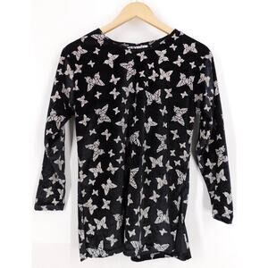 Amanda Paris London New York Fairygrunge Butterfly Terry Cloth Top Black Size S